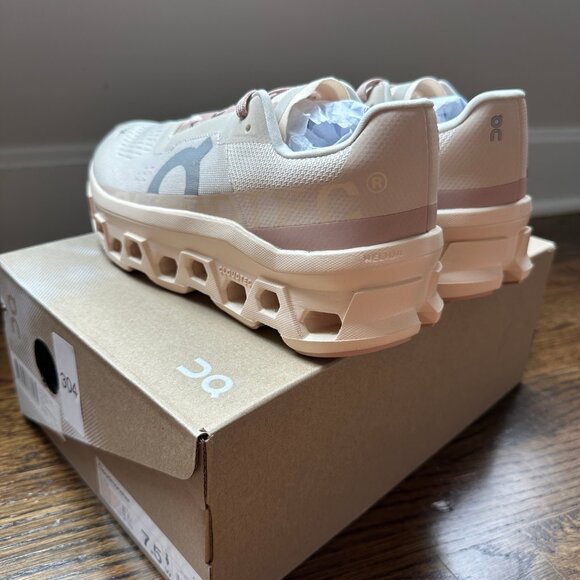 On Cloud “Cloudmonster” Women’s Running Shoe – Moon / Fawn – Size 7.5 - NEW - Picture 3 of 12
